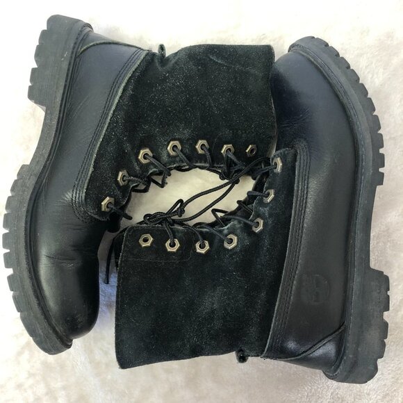 Timberland Black Leather & Suede Lace Up Combat Boots Size 7 - Picture 6 of 16